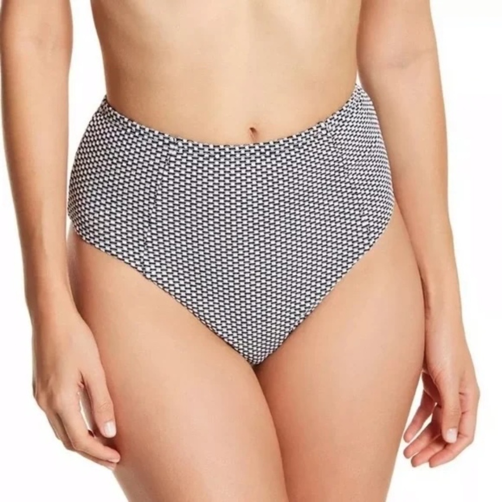ONIA Leah Bikini Bottom, Textured Dot, Black/White